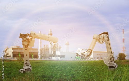 Zdjęcie XXL roboty pracują i ekologiczna zielona fabryka