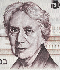 Wall Mural - Henrietta Szold (1860-1945) face portrait on Israeli 5 pound (1973) banknote close up. US Zionist leader and founder of Hadassah.