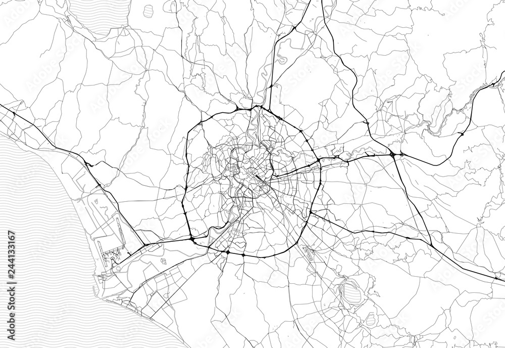 How Big Is Rome Area map of Rome, Italy Stock Vector | Adobe Stock