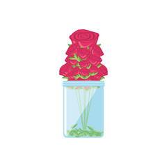 Sticker - roses in vase isolated icon