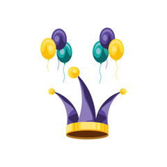 Poster - hat jester with balloons helium