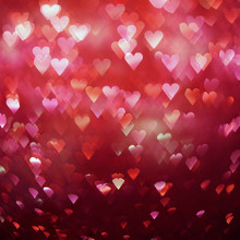 Bright Red Hearts Abstract Bokeh Background