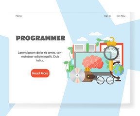 Poster - programmer vector website landing page design template