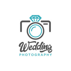 Wall Mural - Wedding Photography Camera Diamond Logo Icon