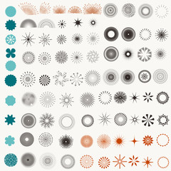 Huge vector set of retro sunburst for label and badges design