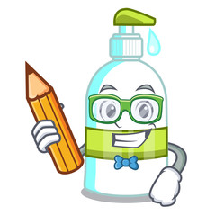 Wall Mural - Student liquid soap in a cartoon basket