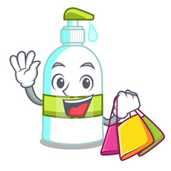 Wall Mural - Shopping liquid soap in a cartoon basket