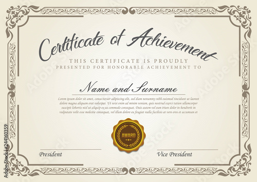 Fotomural Vintage certificate template
