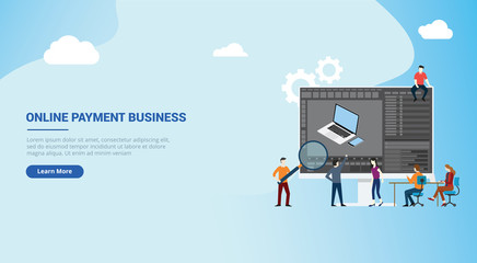 Poster - website design landing page ui for 3d modeling object development software team working together on the big screen monitor with modern style - vector