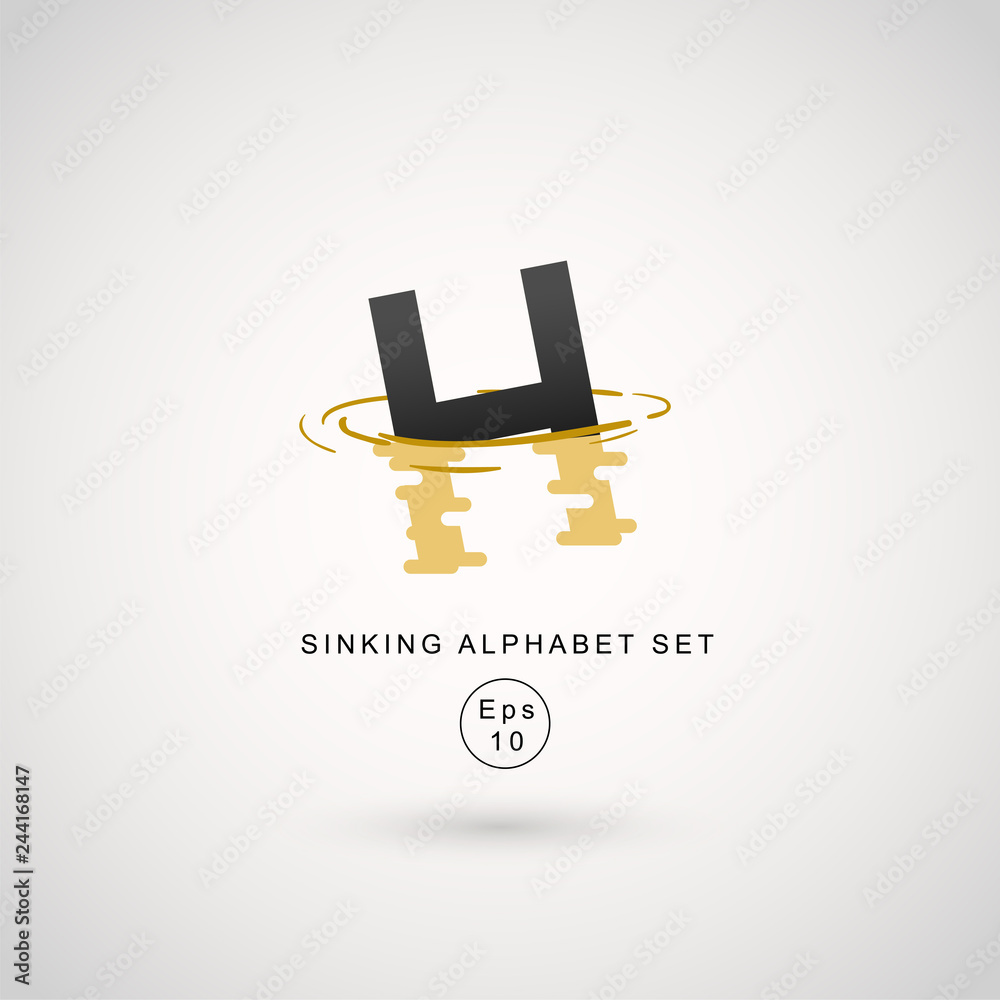 Typography design with water ripple effect isolated on white background ...