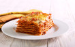 Slice of lasagna  on plate