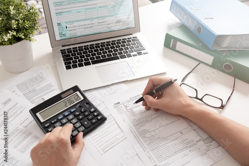Cuadros en Lienzo Accountant working with US tax forms