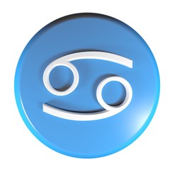Poster - ZODIAC CANCER ICON blue circle push button  - 3D rendering illustration