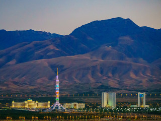 Sticker - Impressions from Ashgabat, capital of Turkmenistan, from the Gate of Hell and Mausoleum in Konya Urgench