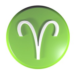 Poster - ZODIAC ARIES ICON greeb circle push button  - 3D rendering illustration