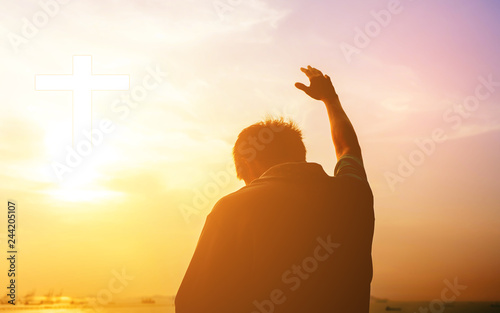 Fotografía Human hands open palm up worship