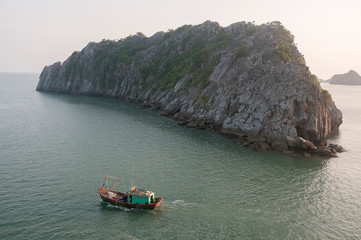 Wall Mural - Panoramic landscape view of  Cat Ba Island, Ha Long Bay, Vietnam