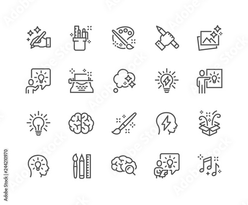 Cuadros en Lienzo Simple Set of Creativity Related Vector Line Icons