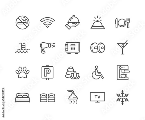 Cuadros en Lienzo Simple Set of Hotel Related Vector Line Icons