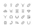 Simple Set of Jewelry Related Vector Line Icons. Contains such Icons as Earrings, Body Cross, Engagement Ring and more. Editable Stroke. 48x48 Pixel Perfect.