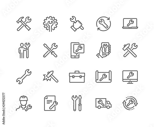 Fotomural Simple Set of Repair Related Vector Line Icons