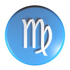 Poster - ZODIAC VIRGO ICON blue circle push button  - 3D rendering illustration