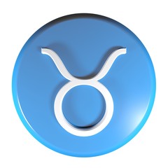 Poster - ZODIAC TAURUS ICON blue circle push button  - 3D rendering illustration