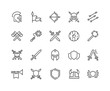 © woopicx.com - Simple Set of Archaic War Related Vector Line Icons. Contains such Icons as Helmet, Sword, Shield and more. Editable Stroke. 48x48 Pixel Perfect.