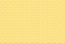 Vector Seamless Pattern With White And Yellow Stripes. Sea Waves Texture. Noodle And Pasta Abstract Background Concept