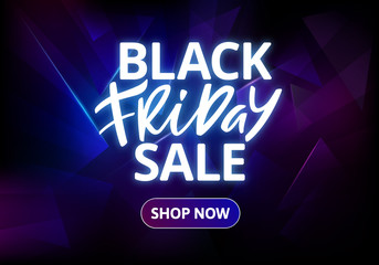 Poster - Black Friday Sale Banner Design. Hand Drawn Glowing Text on Dark Background