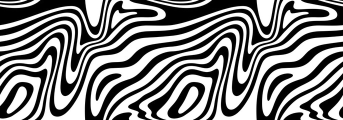 Leinwandbilder - Seamless Border with Zebra Print. Vector Illustration with Optical Illusion. Exotic Wild Animalistic Texture.