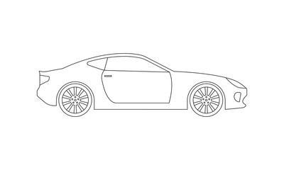 Sport or race car outline icon. Side view. Luxury vehicle silhouette. Vector illustration.