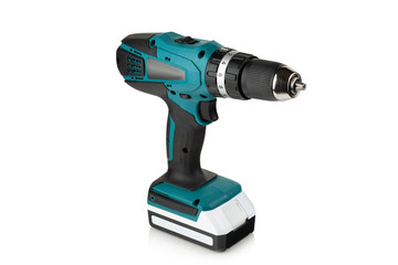 Poster - cordless drill, screwdriver on white background