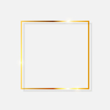 Gold Paint Glittering Textured Frame On Transparent Background. Vector Illustration