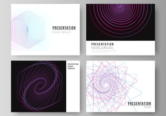 Poster - Vector illustration of the editable layout of the presentation slides design business templates. Random chaotic lines that creat real shapes. Chaos pattern, abstract texture. Order vs chaos concept.