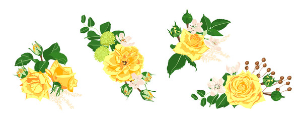 Wall Mural - Floral Wedding Set. Vector Roses Bouquet.