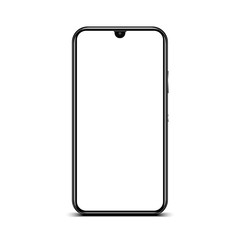 Poster - Black smartphone with white touch screen, new model - stock vector