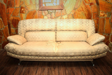 Leather sofa in the interior