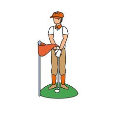 Wall Mural - golfer with stick golf avatar character