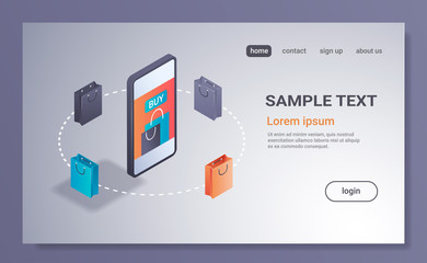 Poster - e-commerce sales mobile application online shopping concept internet store digital marketing smartph