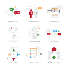 Poster - set different business concepts collection flat style isolated
