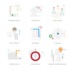 Poster - set different business concepts collection line style isolated