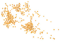 Yellow Mustard Seeds Isolated On White Background, Top View.