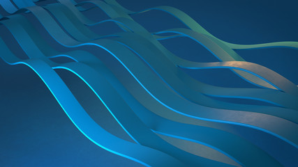 3d render blu elegant background with abstract  waves line effect