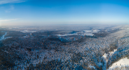 Wall Mural - Aerial View On Winter Forest