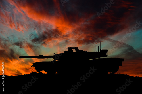 Tela American main battle tank silhouette / 3d illustration