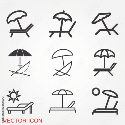 Fotografía Chaise lounge icon logo, illustration, vector sign symbol for design
