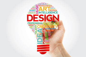 Poster - Design bulb word cloud with marker, concept background