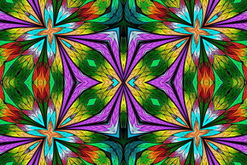 Multicolored floral pattern in stained-glass window style. You can use it for invitations, notebook covers, phone cases, postcards, cards, wallpapers and so on. Artwork for creative design.