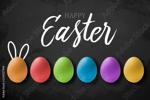 Fotografía Happy easter greeting card on wooden background
